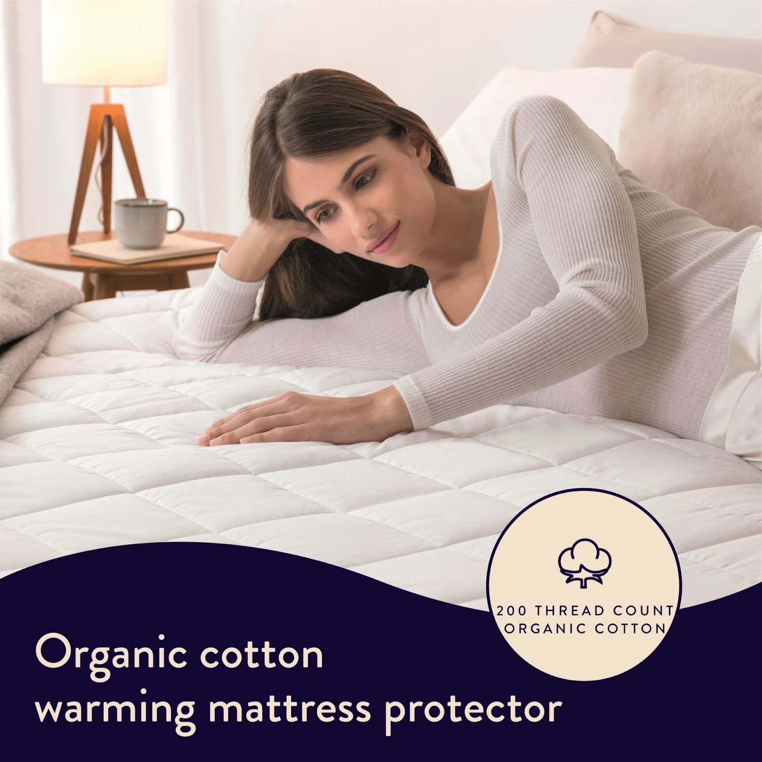 Dreamland Organic Cotton Warming Mattress Protector-Double - Image 2