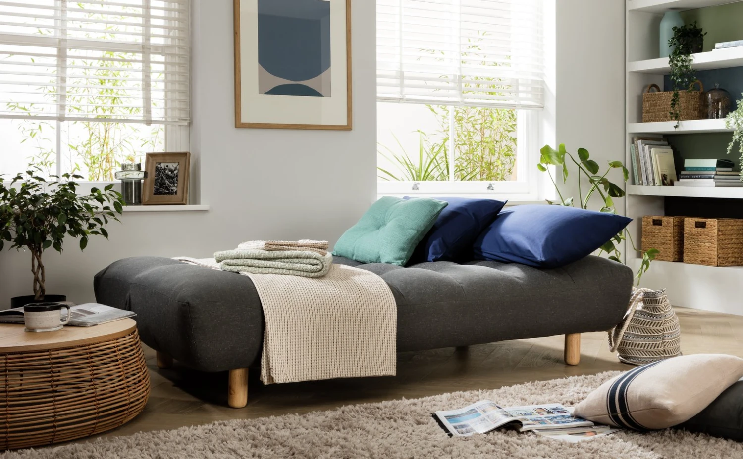 Habitat Kota 3 Seater Fabric Clic Clac Sofa Bed - Charcoal - Image 8