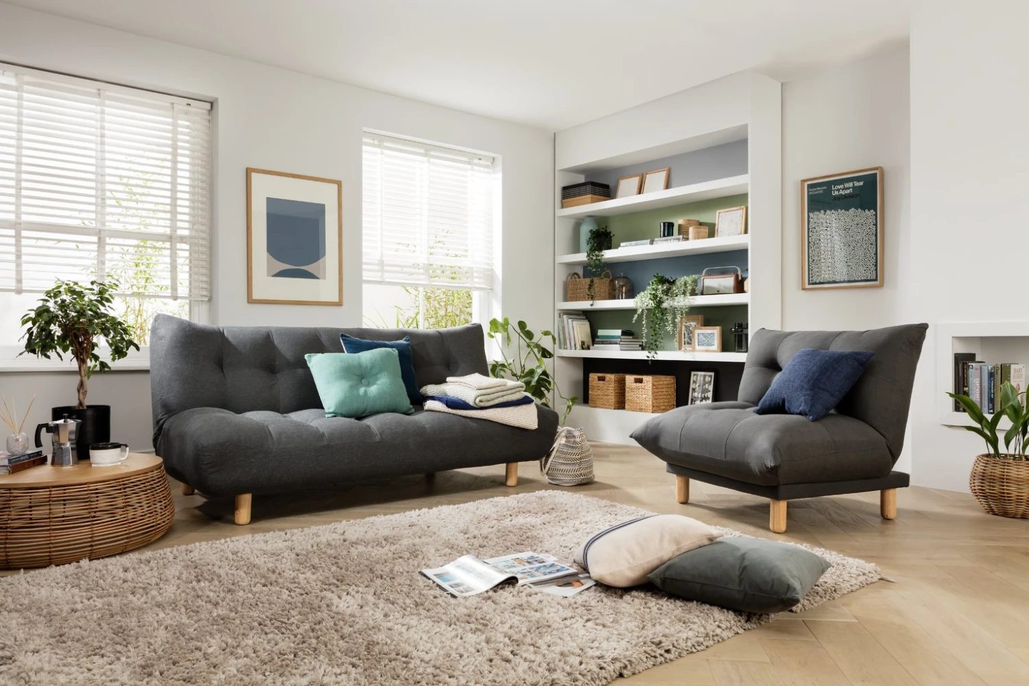 Habitat Kota 3 Seater Fabric Clic Clac Sofa Bed - Charcoal - Image 9