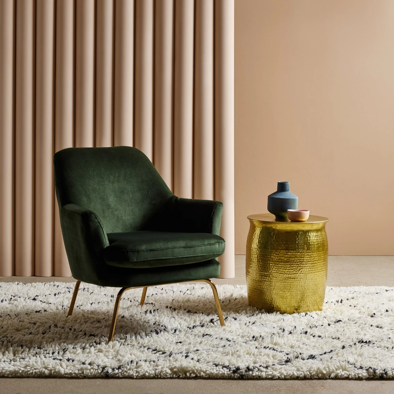 Habitat Celine Velvet Accent Chair - Green - Image 2