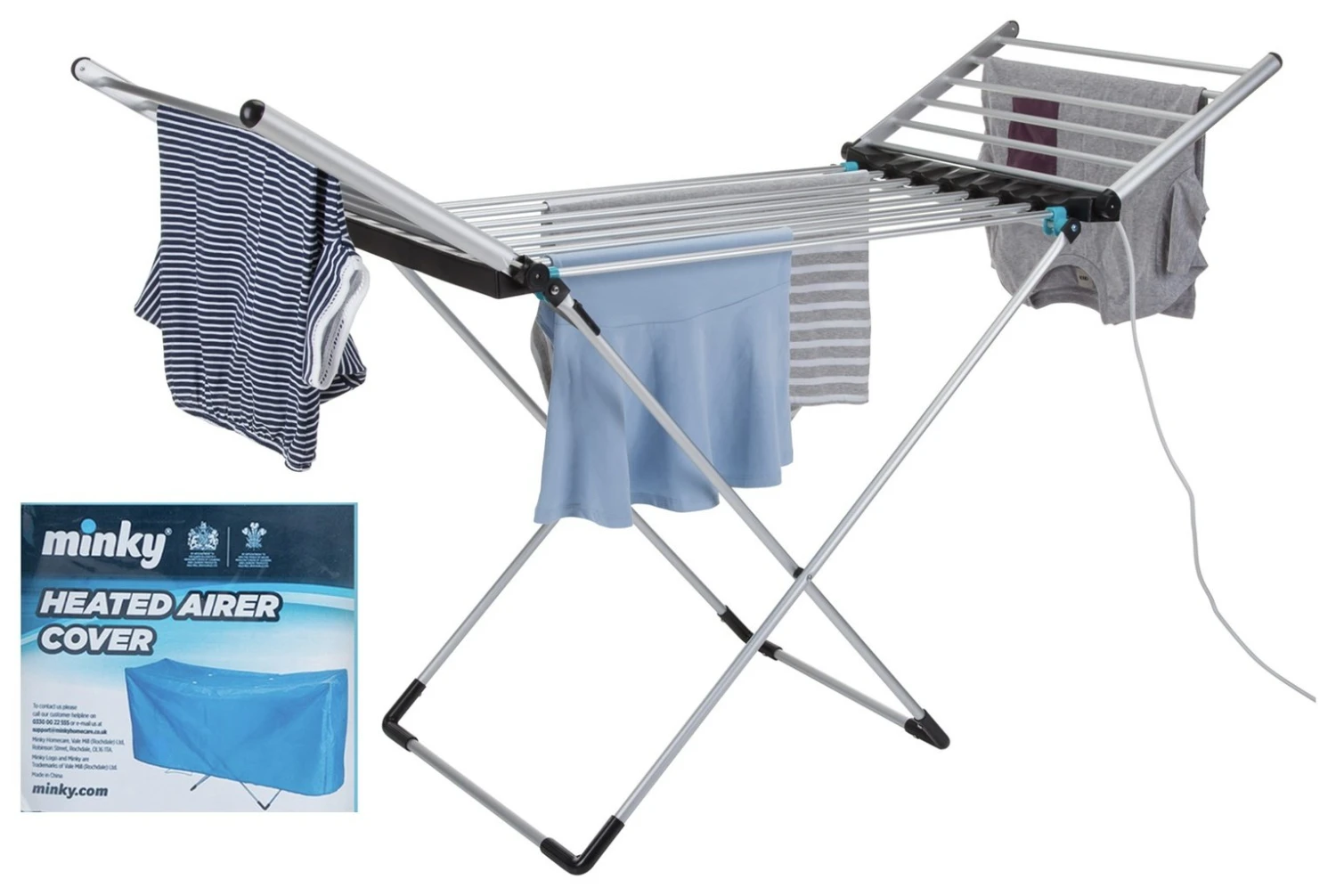 Minky Wing 12m Heated Clothes Airer With Cover - Image 2