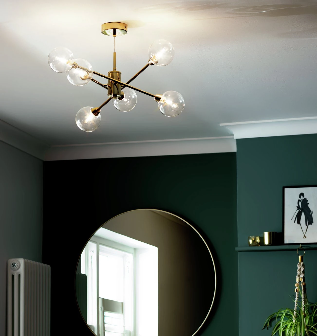 Habitat Glam 6 Light Glass Ceiling Light – Gold - Image 7