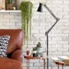 Habitat Swing Arm Floor Lamp - Matt Black