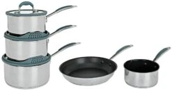 Habitat 5 Piece Stainless Steel With Silicone Rim Pan Set