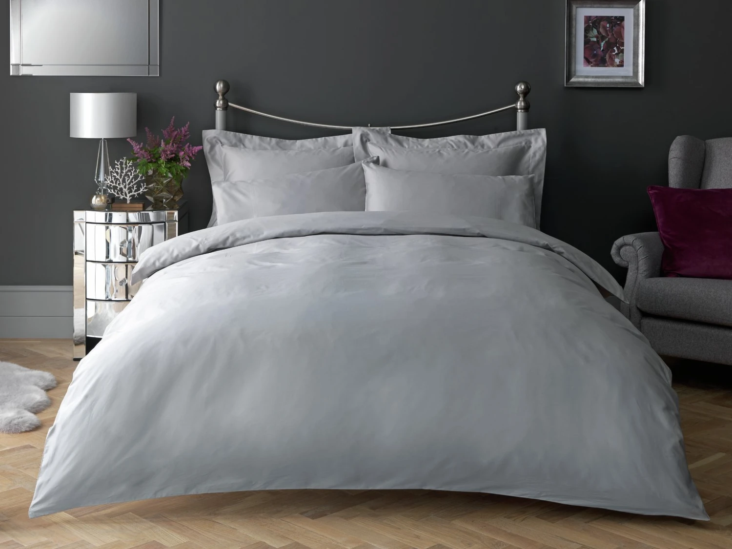 Habitat Egyptian Cotton 400TC Grey Bedding Set - Single - Image 7