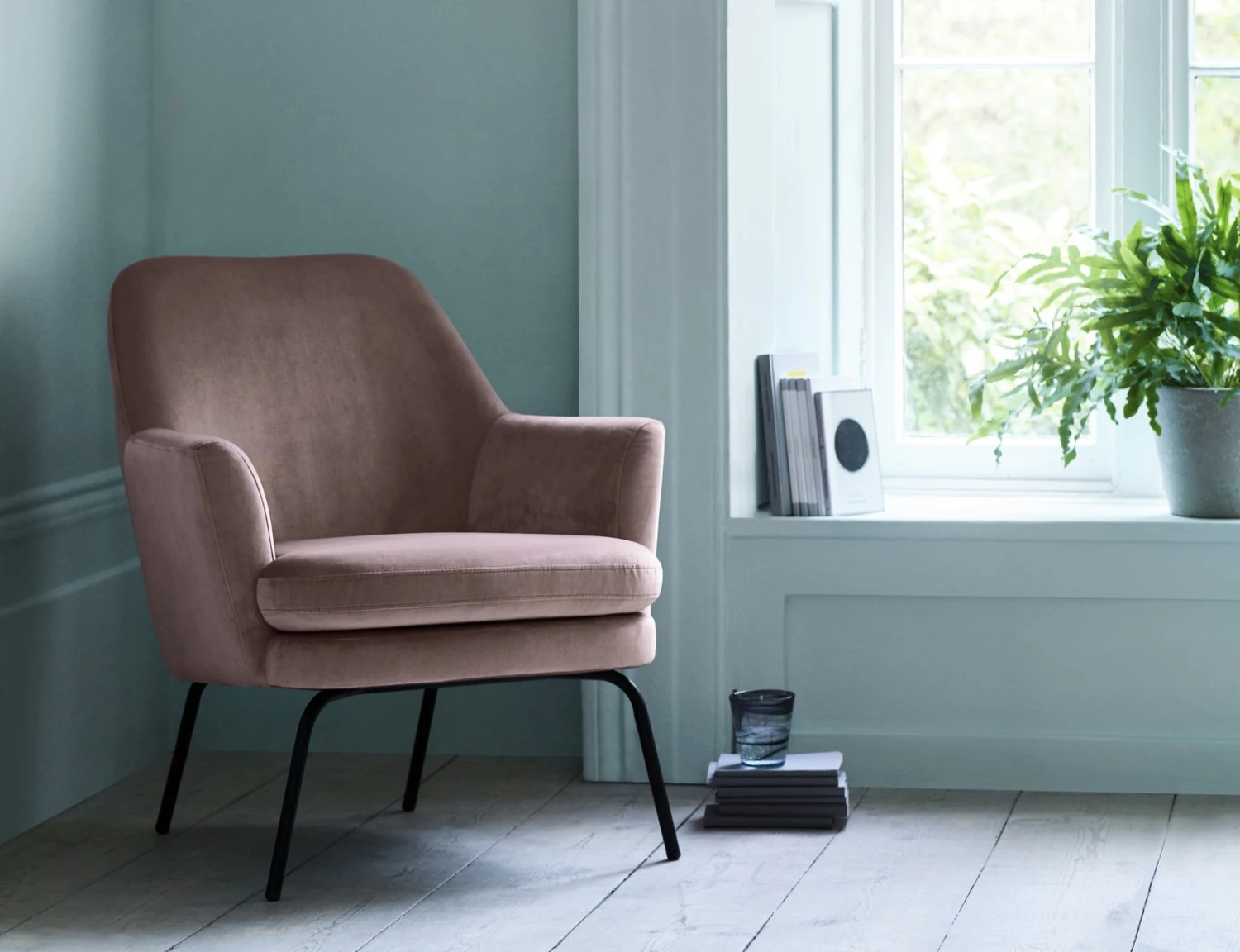 Habitat Celine Velvet Accent Chair - Pink - Image 2