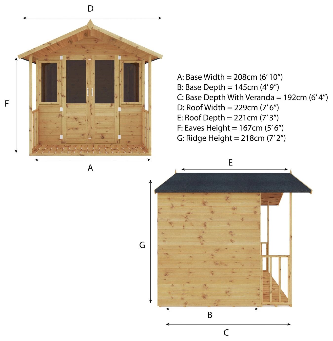 Mercia Wooden Traditional Summerhouse - 7 X 7ft - Image 5