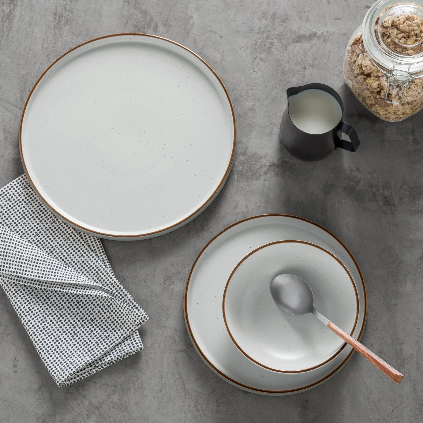 Habitat Loft Living Speckle 12 Piece Dinner Set - Grey - Image 2