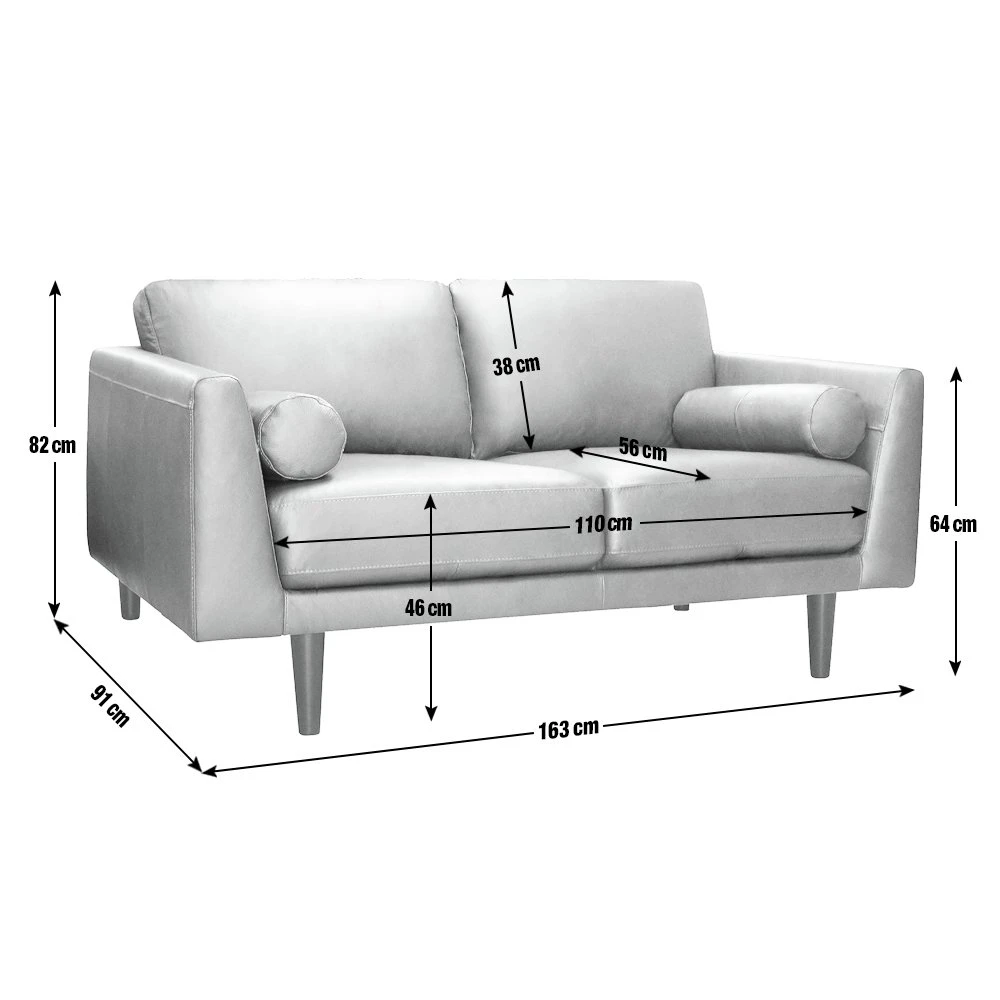 Habitat Jackson Leather 2 Seater Sofa - Grey - Image 2