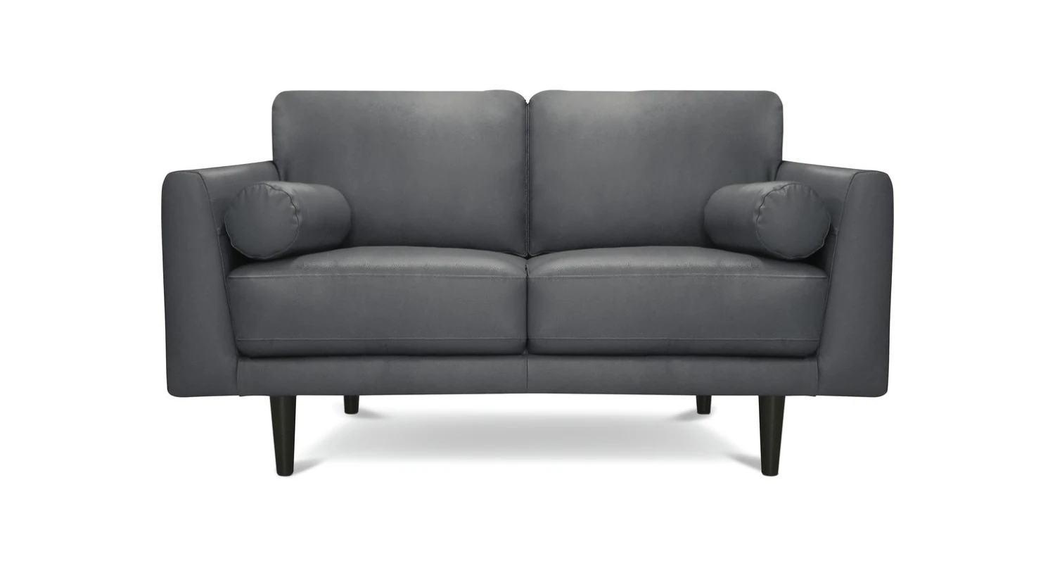 Habitat Jackson Leather 2 Seater Sofa - Grey