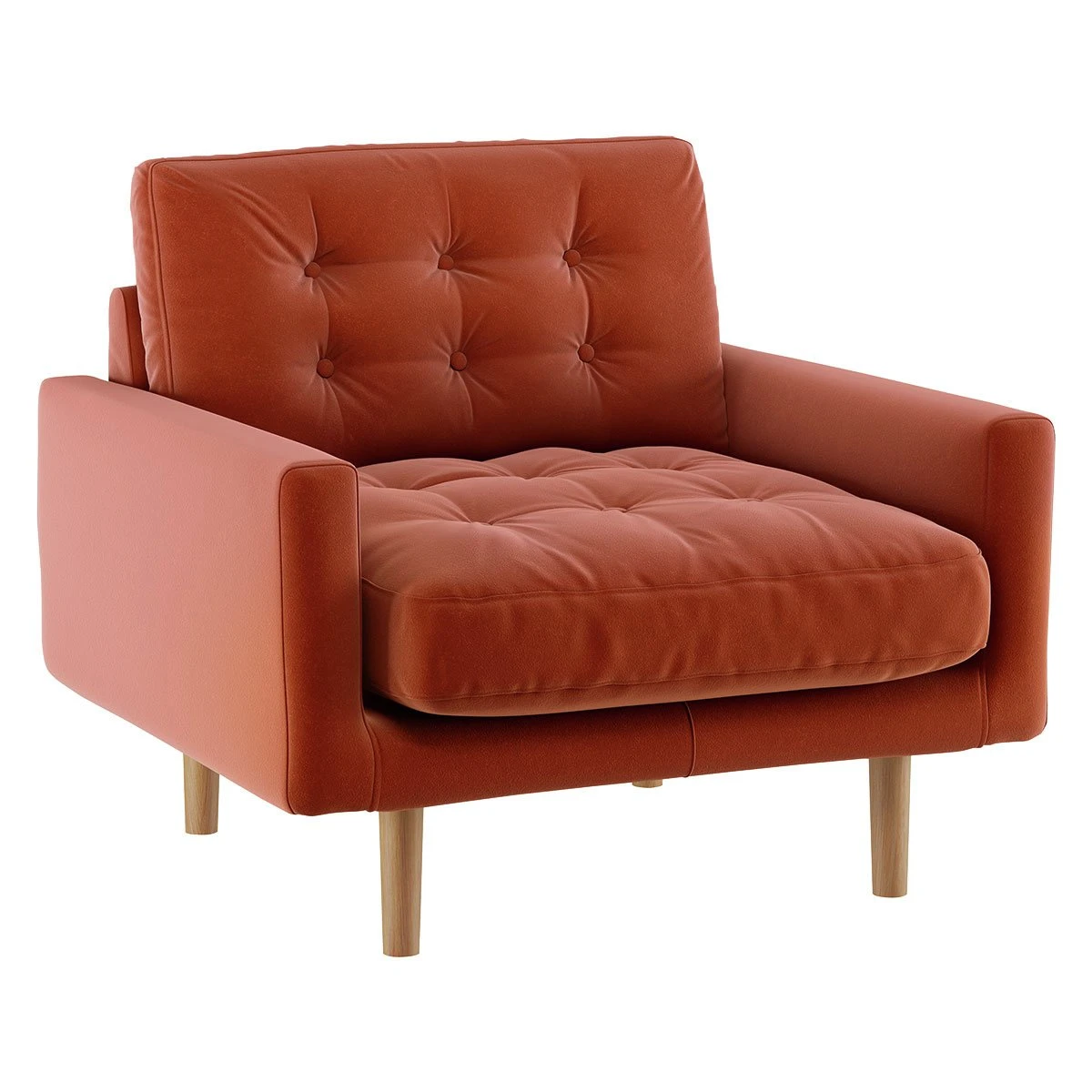 Habitat Fenner Velvet Fabric Armchair - Orange - Image 5