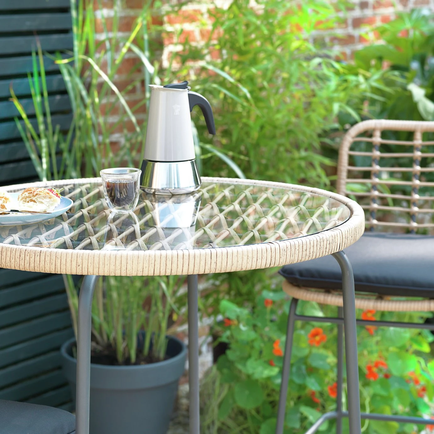 Habitat 2 Seater Bamboo Garden Bar Bistro Set - Image 6