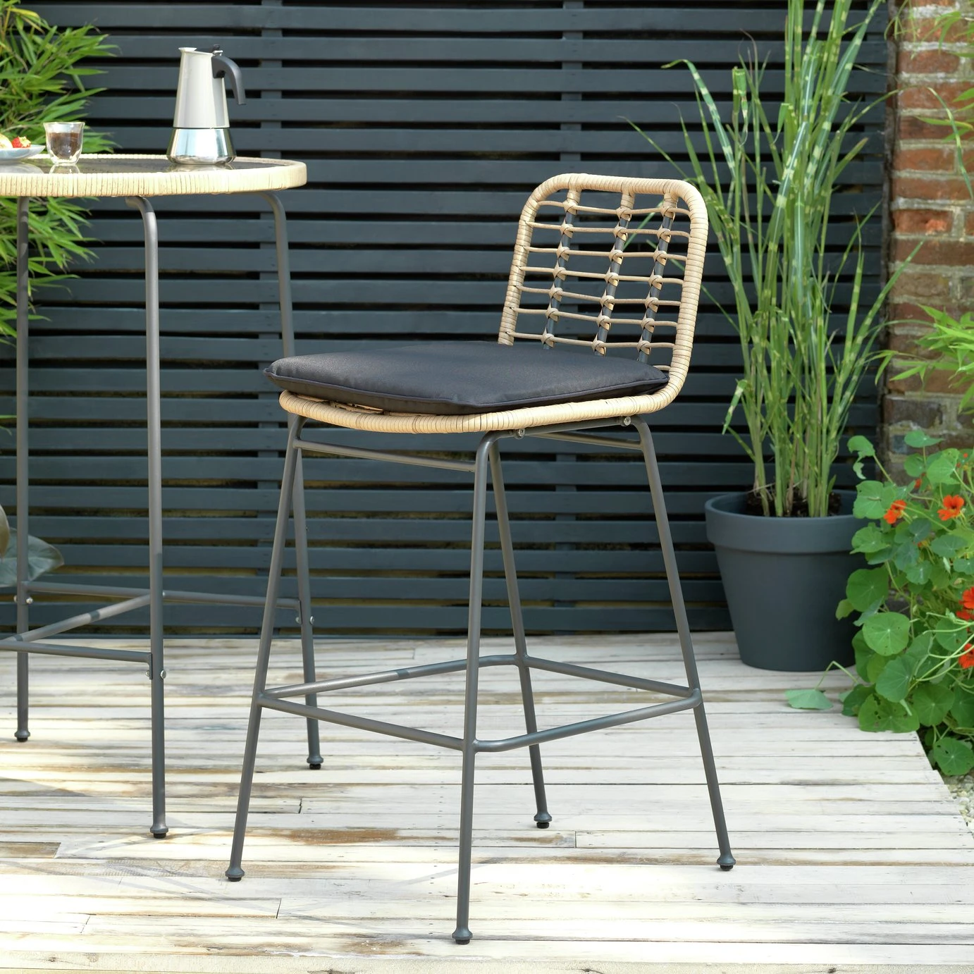 Habitat 2 Seater Bamboo Garden Bar Bistro Set - Image 7