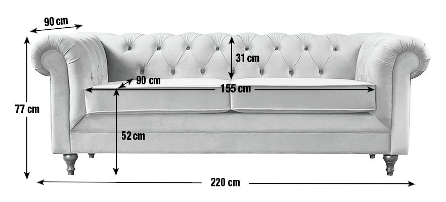 Habitat Chesterfield Velvet 3 Seater Sofa - Green - Image 4
