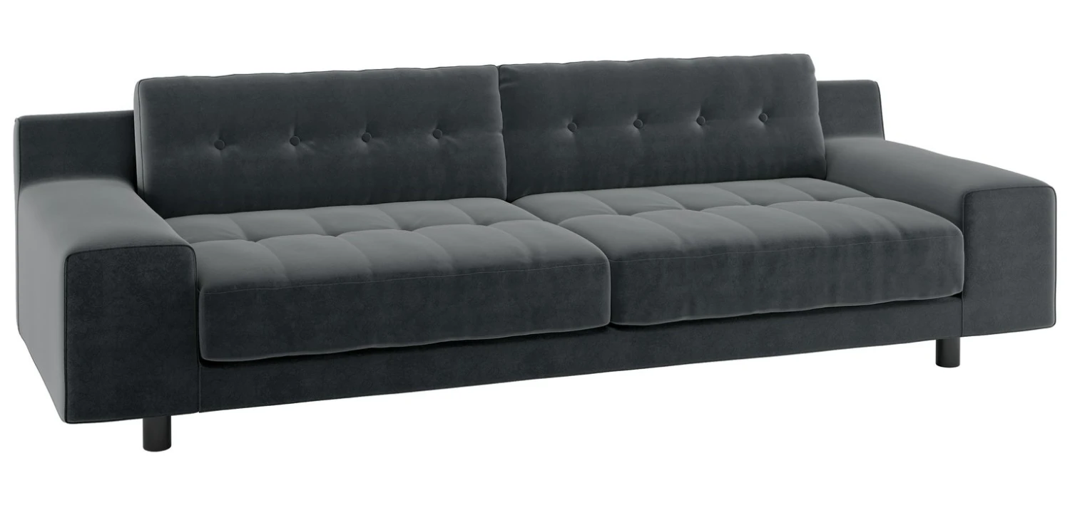 Habitat Hendricks Velvet 4 Seater Sofa - Dark Grey - Image 7