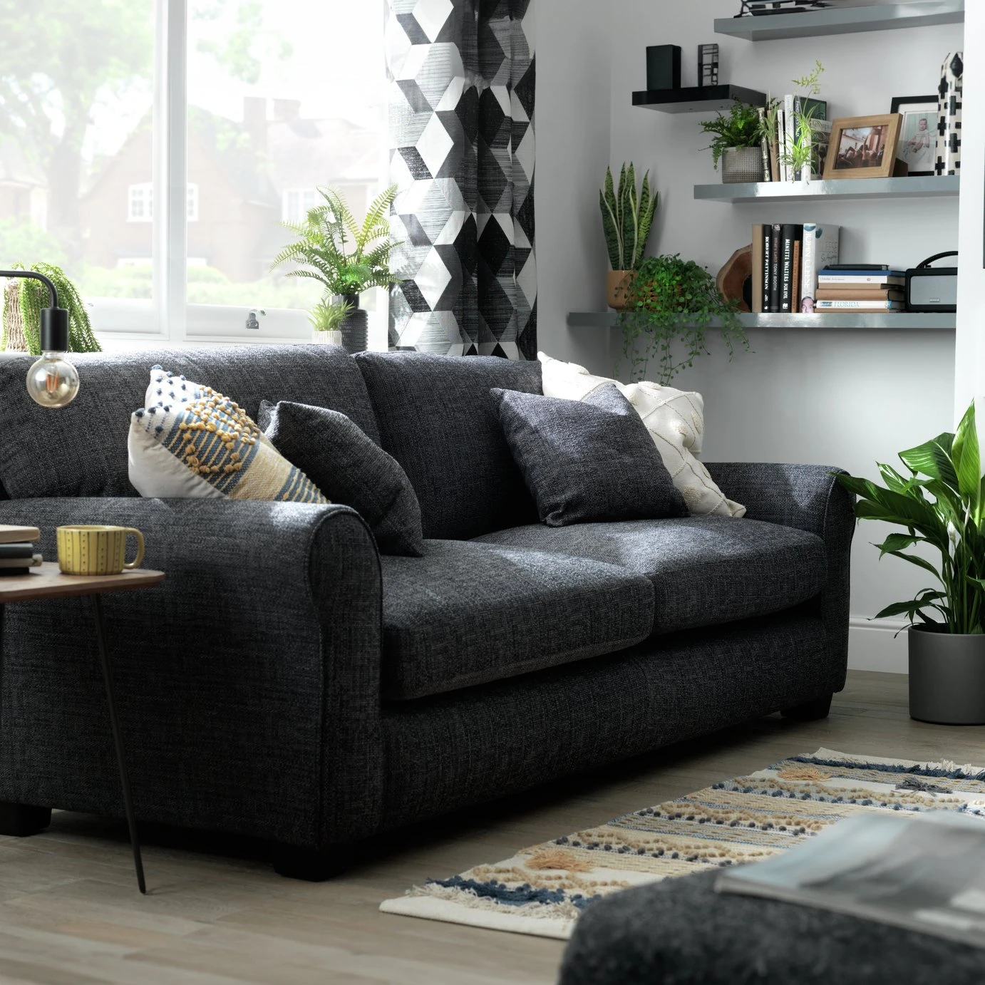 Habitat Lisbon Fabric 4 Seater Sofa - Charcoal - Image 3