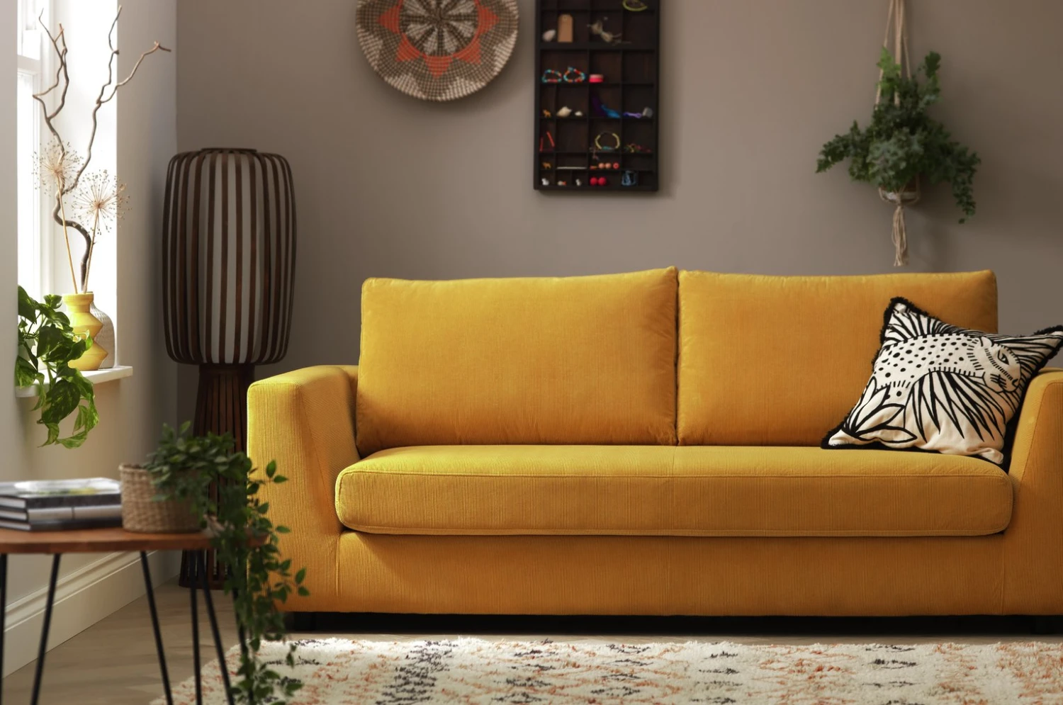 Habitat Brixley Fabric 3 Seater Sofa - Yellow - Image 2