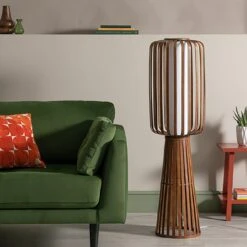 Habitat Achille Floor Lamp - Walnut