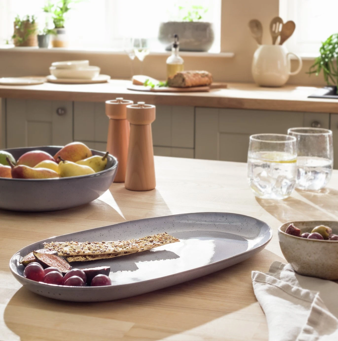 Habitat Evora Stoneware Serving Platter - Blue - Image 2