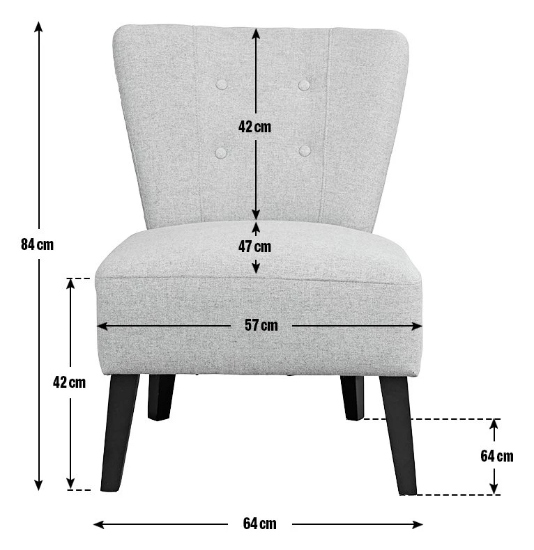 Habitat Delilah Fabric Cocktail Chair - Light Grey - Image 7
