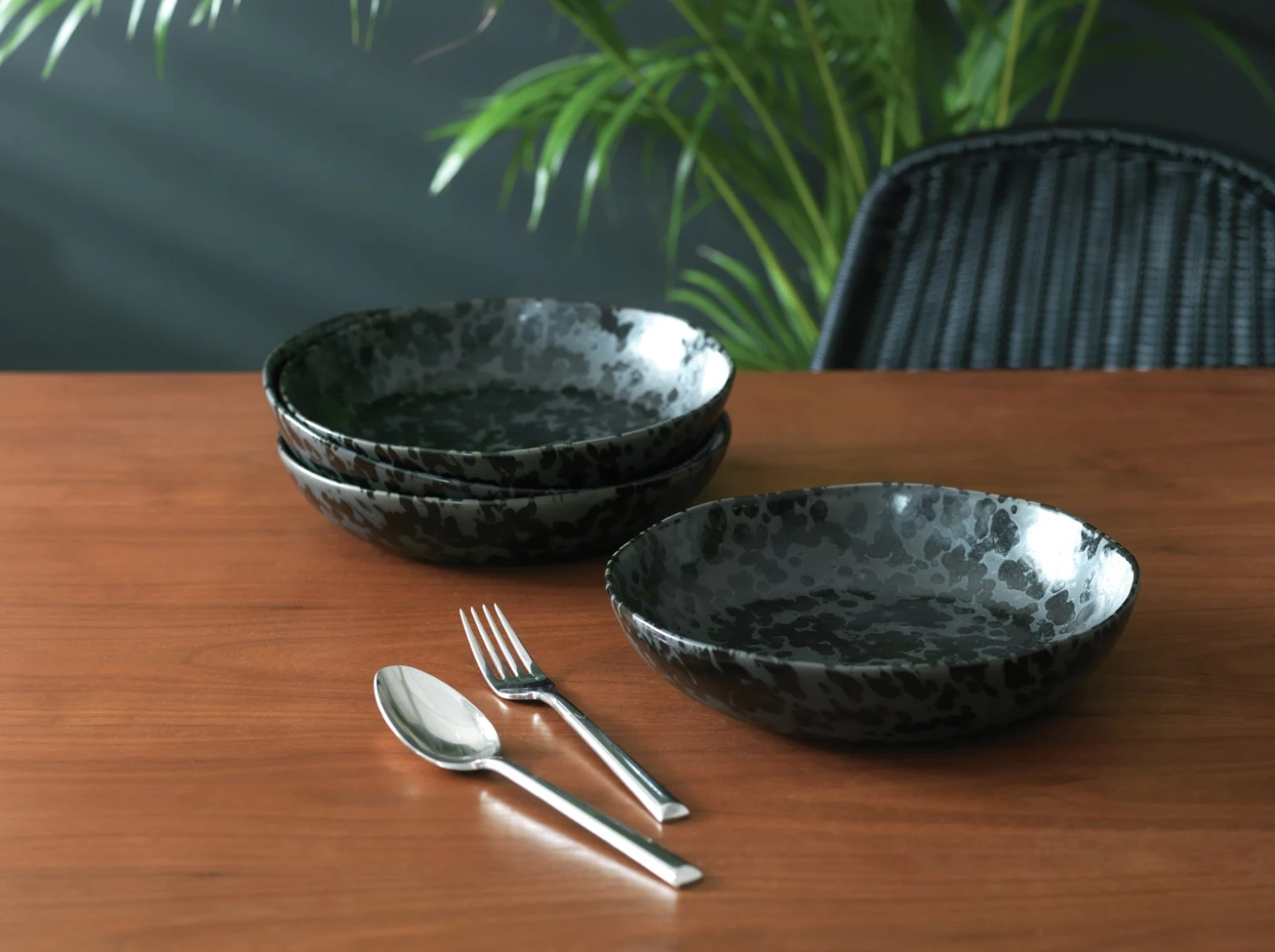 Habitat Preto 4 Piece Stoneware Pasta Bowls - Black - Image 5