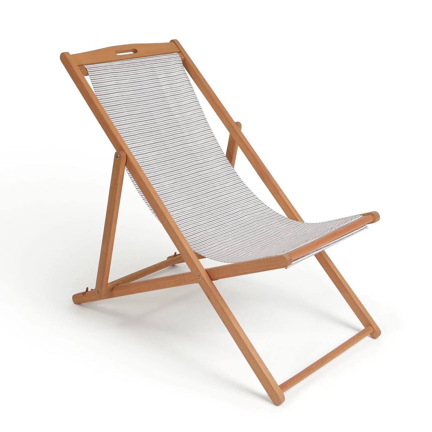 Habitat Folding Wooden Garden Deck Chair - Grey - Image 5