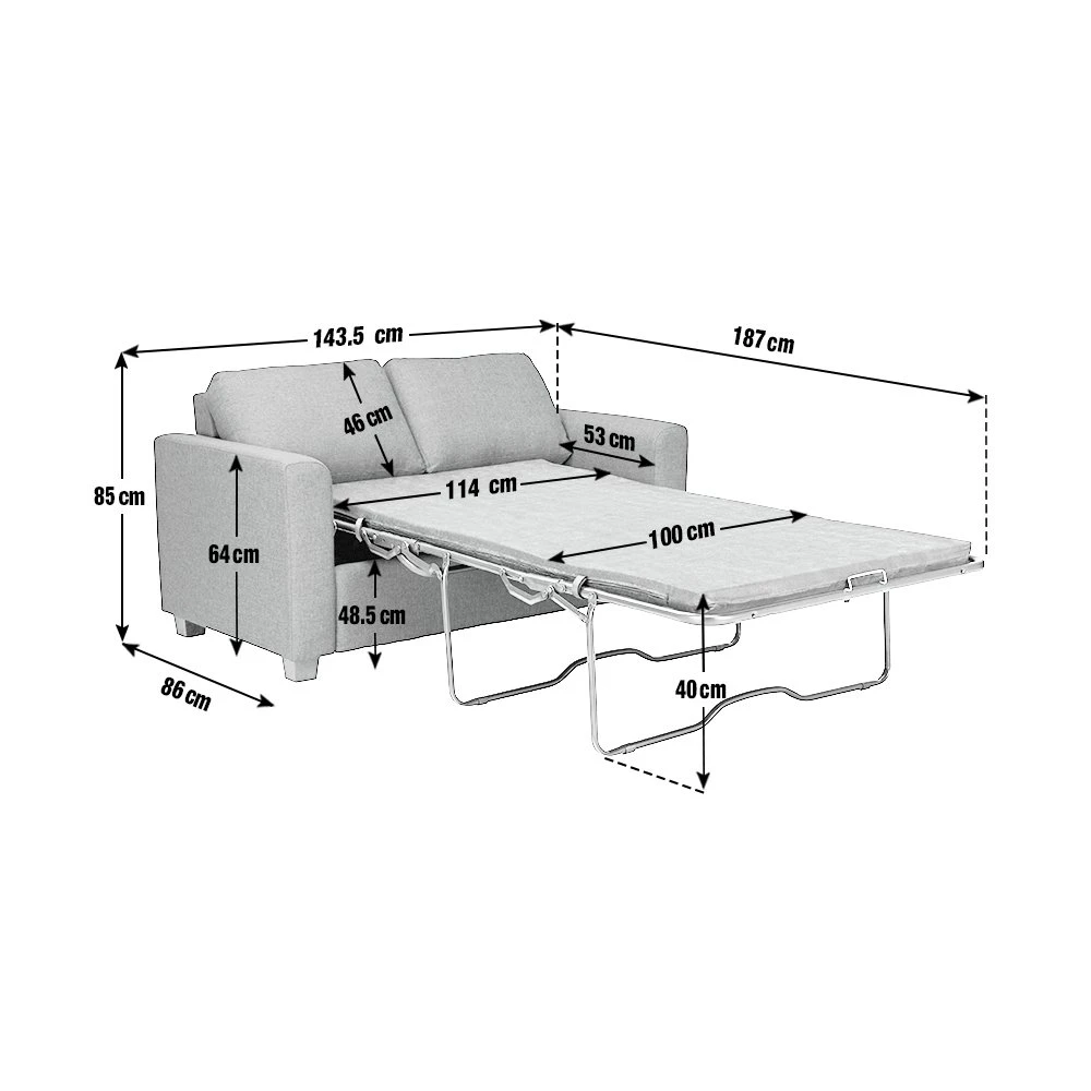 Habitat Apartment 2 Seater Fabric Sofa Bed - Charcoal - Image 5
