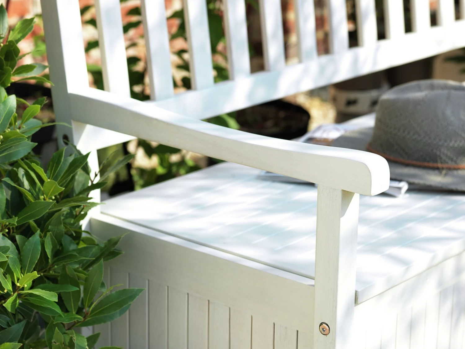 Habitat Henrietta 3 Seater Wooden Bench With Storage - White - Image 5