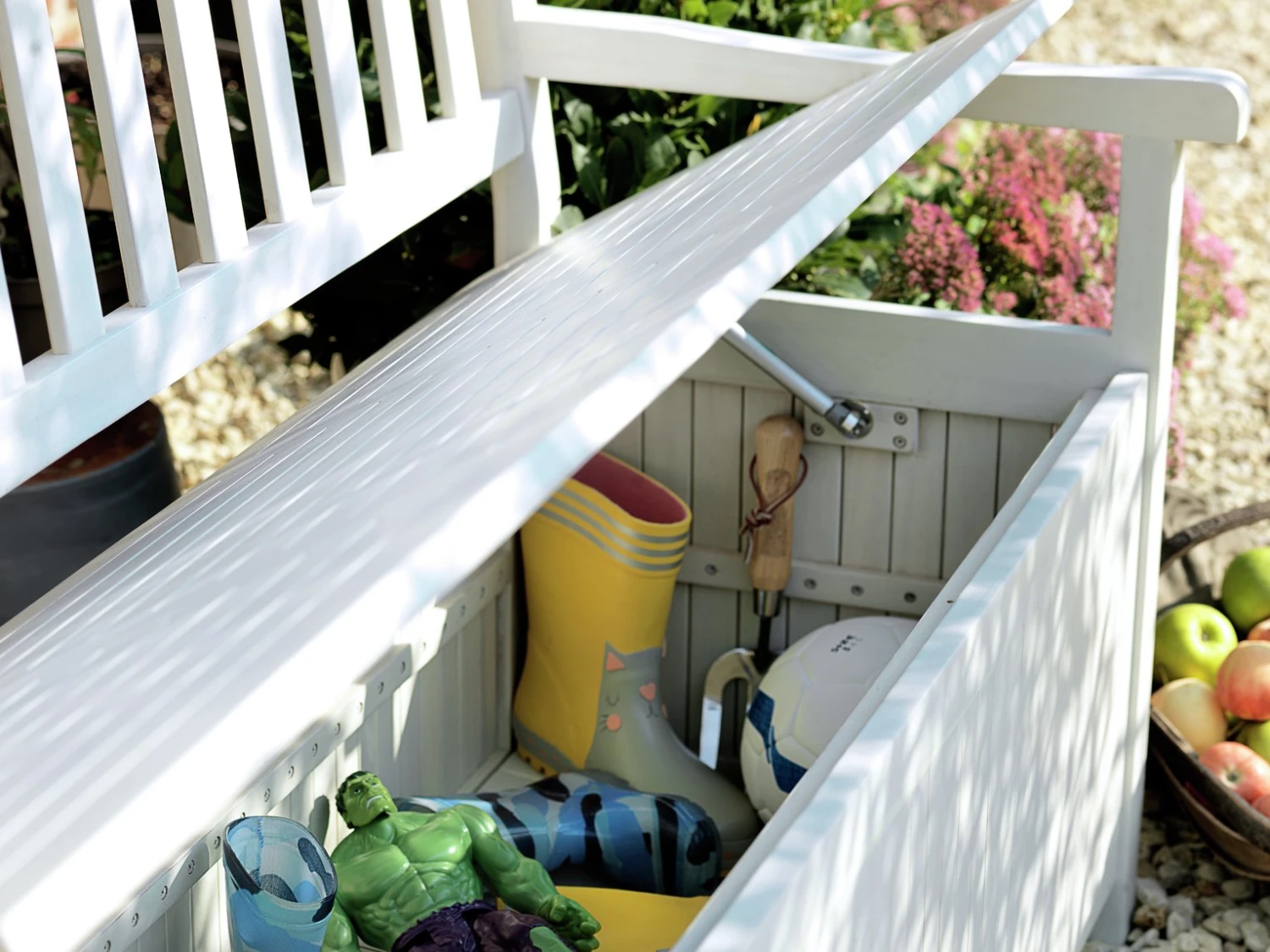 Habitat Henrietta 3 Seater Wooden Bench With Storage - White - Image 7