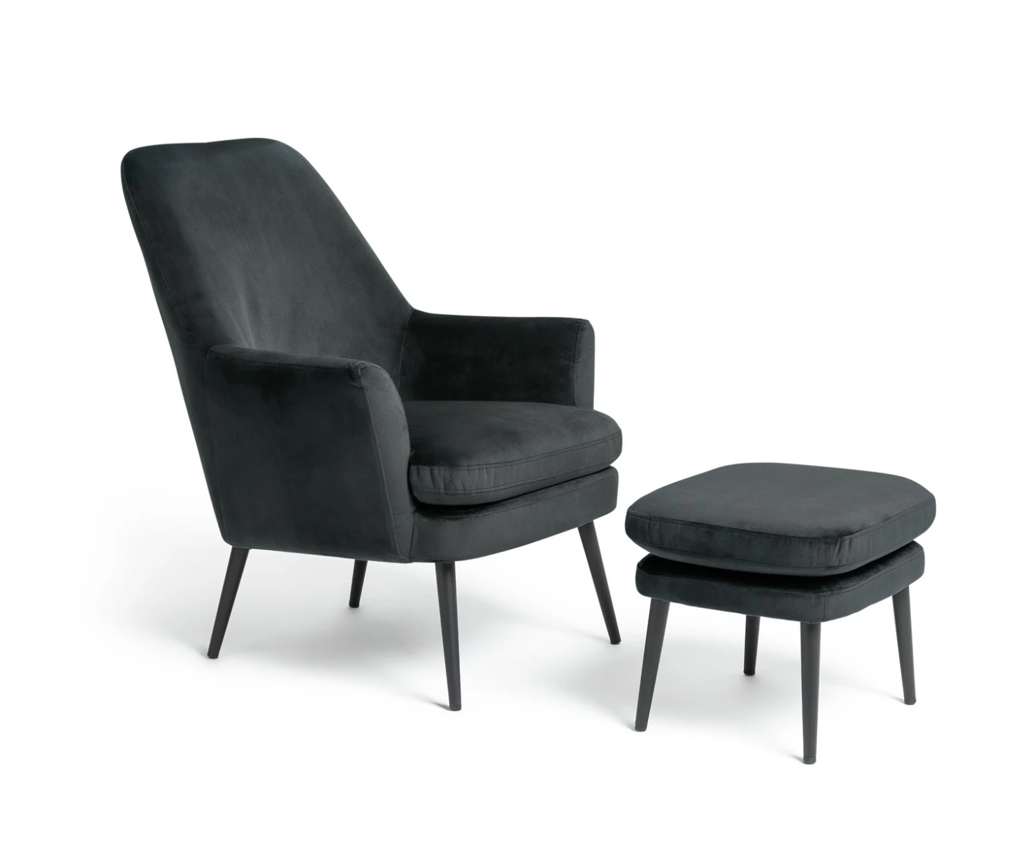 Habitat Celine Velvet Wingback Chair With Footstool-Charcoal - Image 7