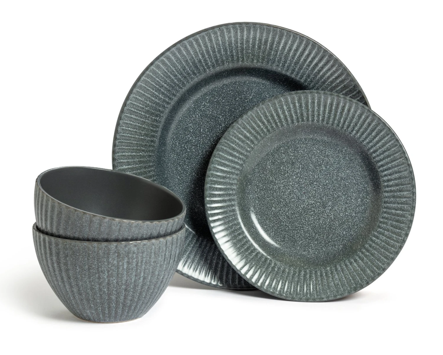 Habitat 12 Piece Stoneware Felicity Dinner Set - Blue