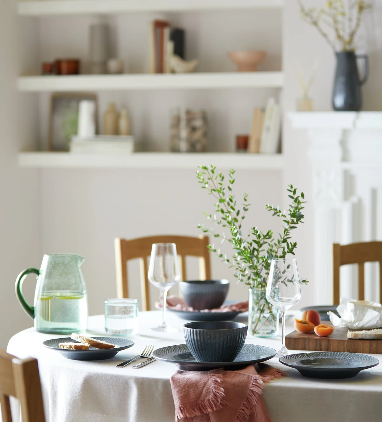 Habitat 12 Piece Stoneware Felicity Dinner Set - Blue - Image 8