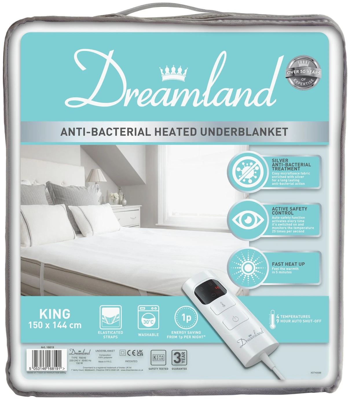 Dreamland Antibacterial Heated Underblanket - Kingsize