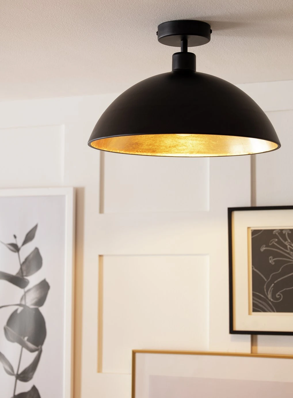 Habitat Yuno Leaf Flush To Ceiling Light - Black And Gold - Image 5