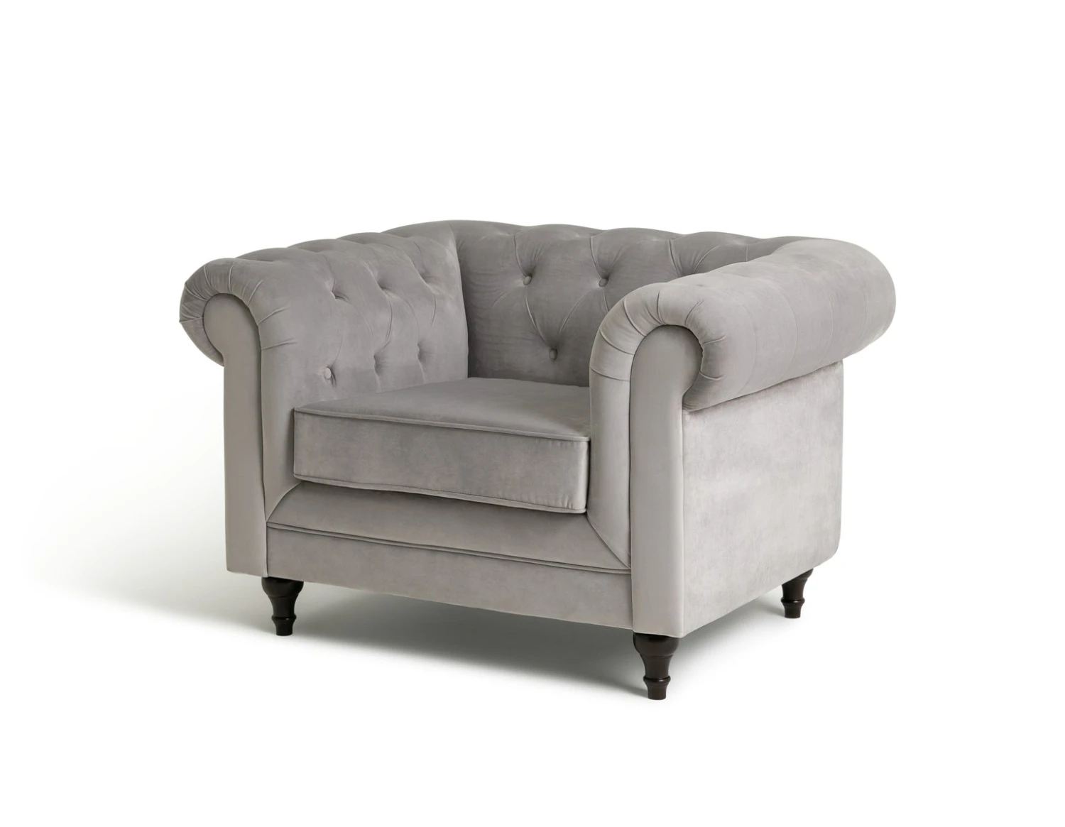 Habitat Chesterfield Velvet Armchair - Light Grey - Image 3