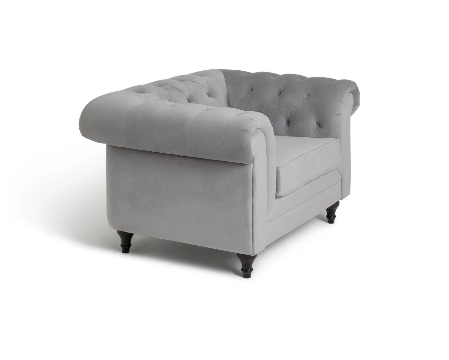Habitat Chesterfield Velvet Armchair - Light Grey - Image 5