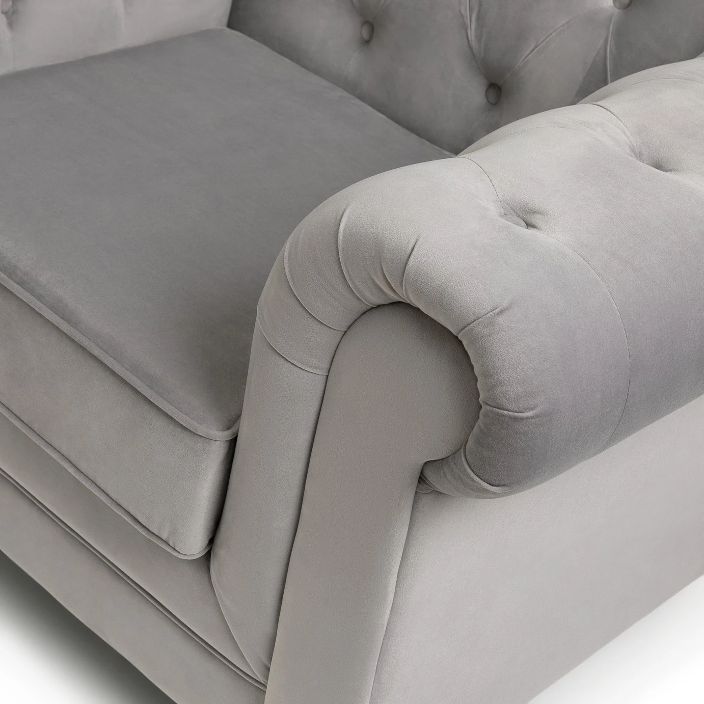 Habitat Chesterfield Velvet Armchair - Light Grey - Image 7