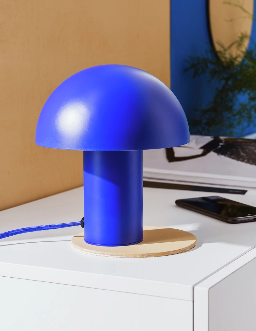 Habitat Ngami Mushroom Aluminium LED Touch Table Lamp - Blue - Image 2