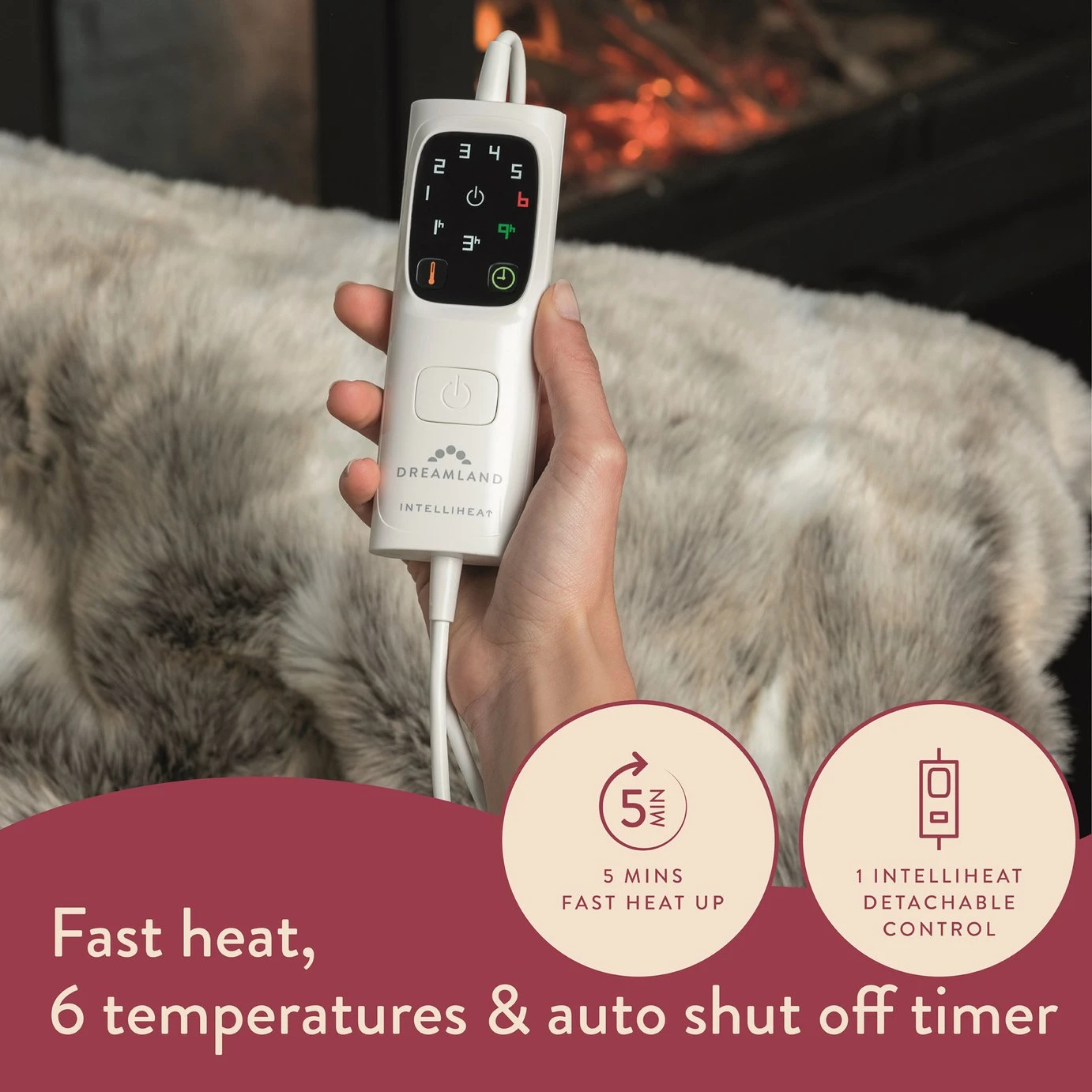 Dreamland Luxury Faux Fur Husky Heated Throw - Large - Image 4