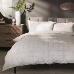 Habitat Country Grid White Bedding Set - Single