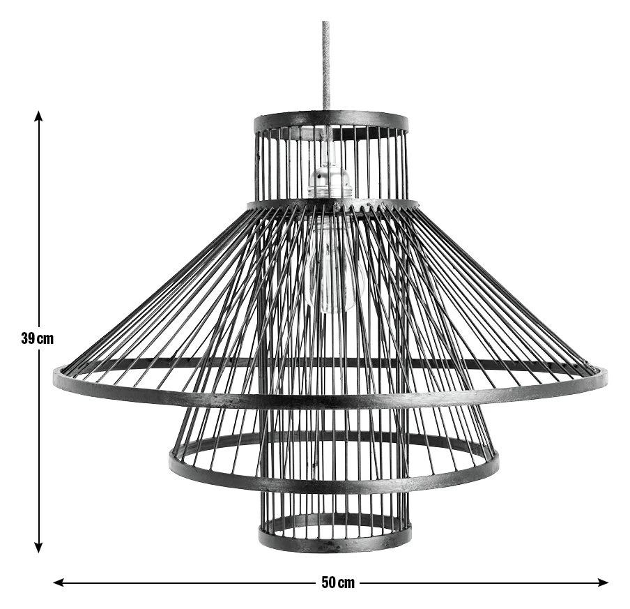 Habitat Wood 3 Tier Pendant Shade - Black - Image 3