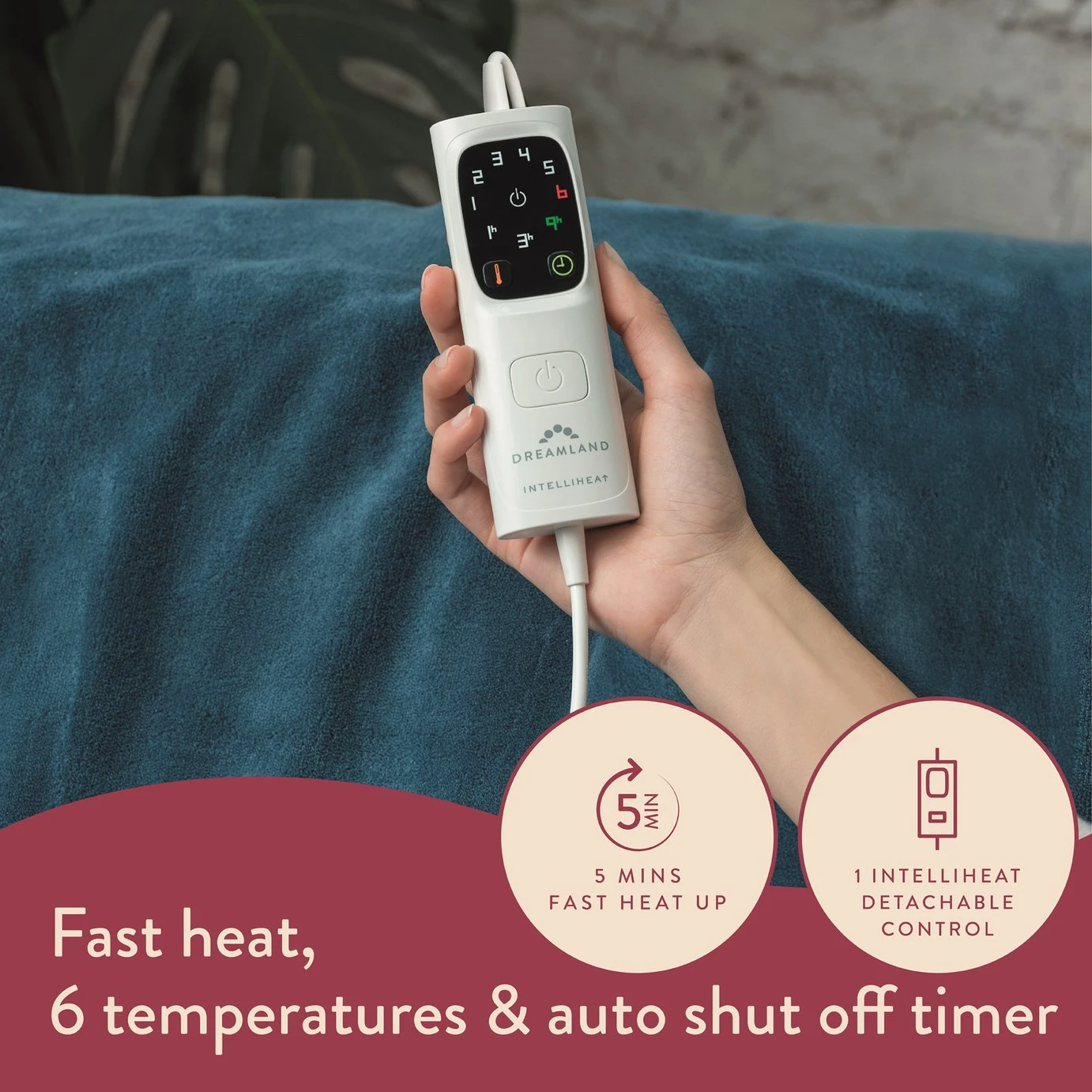 Dreamland Snuggle Up Teal Heated Throw - Large - Image 4