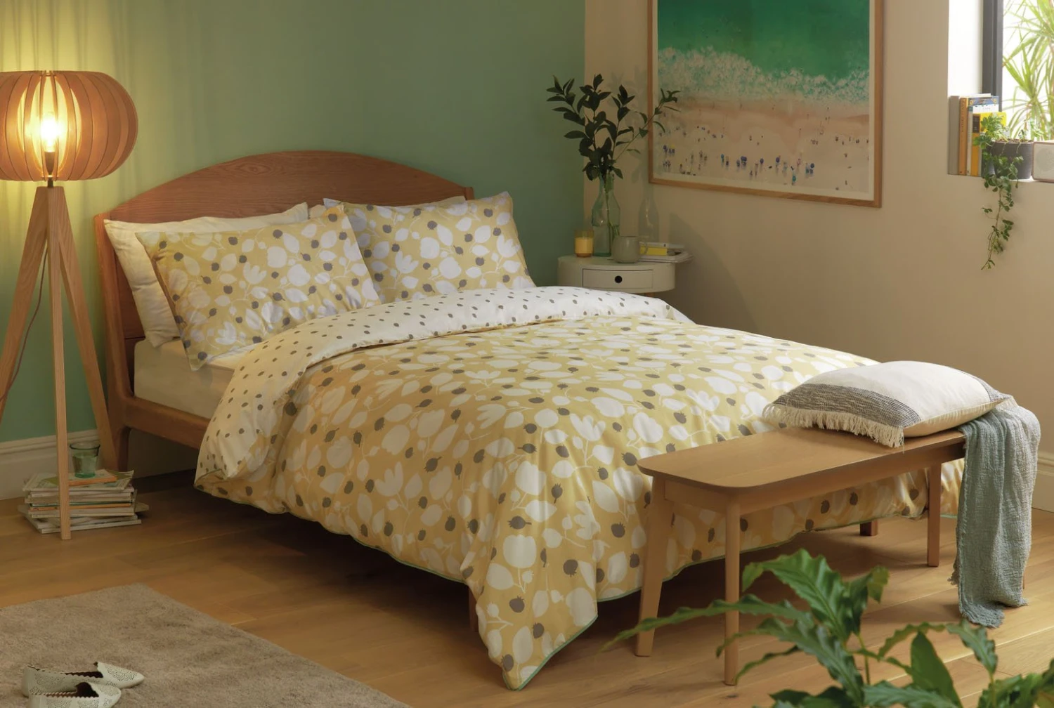 Habitat Scandi Floral Yellow & White Bedding Set - Single