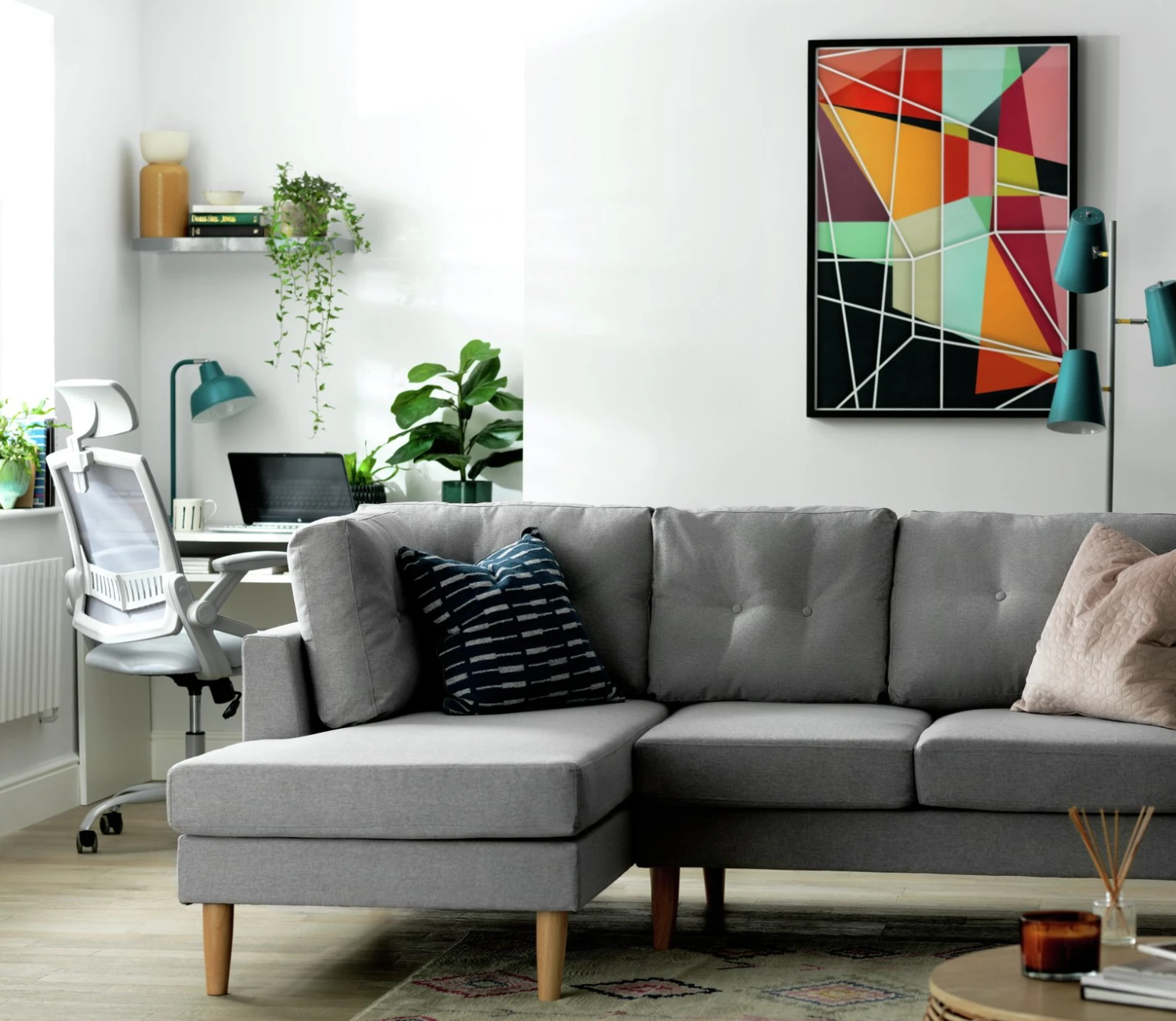 Habitat Joshua Left Hand Corner Chaise Sofa - Blue - Image 2