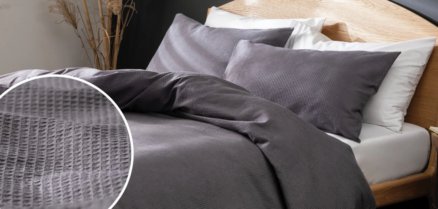 Habitat Cotton Waffle Plain Charcoal Bedding Set - Single - Image 5